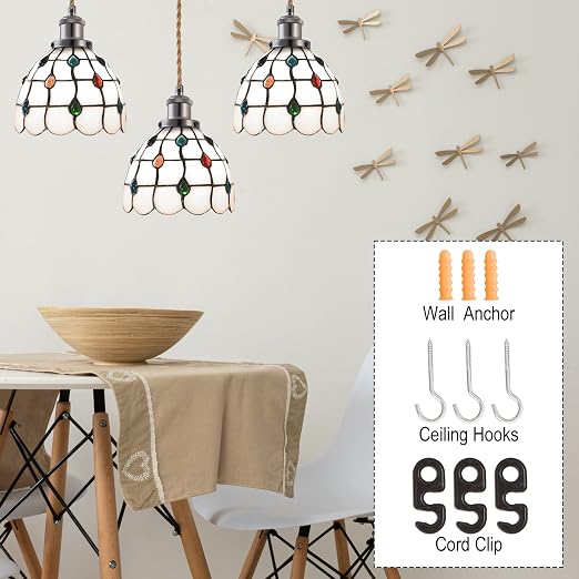 15.4ft Pendant Light Cord Kit, Industrial Vintage Plug in E26 Socket Hanging Light with Switch, Hemp Rope Hanging Light Fixture for Pendant Lamp Farmhouse Lamp Cable DIY
