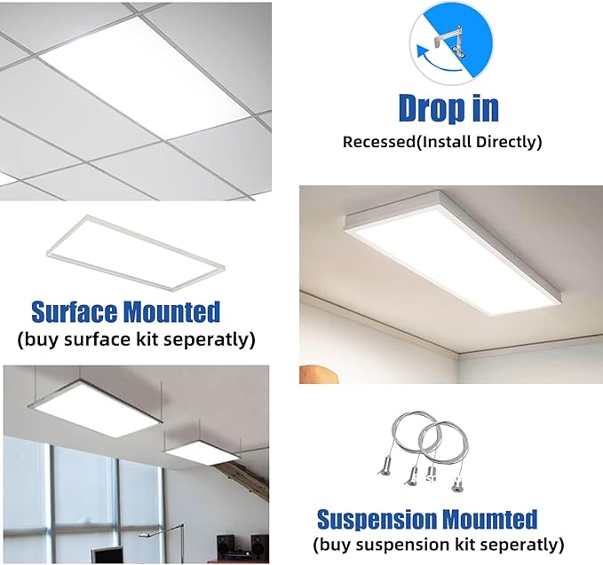 2x4 LED Flat Panel Light,8 Pack 7800 LM Drop Ceiling Office Light Fixture,5000K Commercial Lights,0-10V Dimmable, 2x4 Recessed Edge-Lit Troffer Fixture for Office Kitchen,ETL Listed