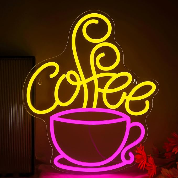 Coffee Bar Neon Sign, Dimmable LED Coffee Wall Light for Coffee Station | USB Powered Coffee Neon Light for Coffee Station, Kitchen, Cafe Shop, Coffee Corner, Home Bar Decor, Gift for Coffee Lovers