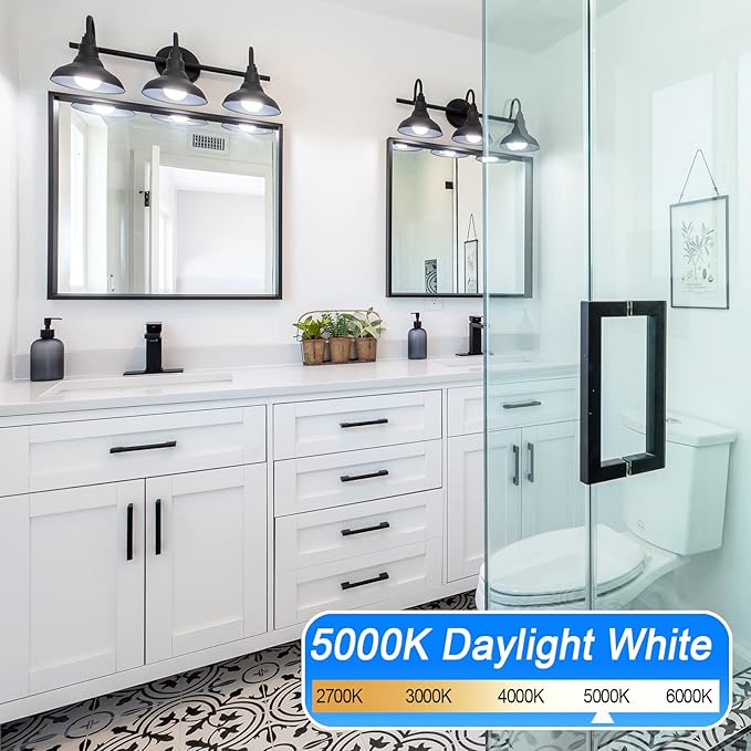 8 Pack Bathroom Light Bulbs, 60 watt Equivalent, E26 Medium Base, Daylight 5000K, G25 LED Globe Light Bulbs for Bathroom Vanity, 120V Round Light Bulb Over Mirror, Non-dimmable
