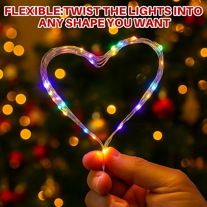 Macarrie 3 Pcs Multicolor Fairy Lights USB Powered 16 ft 50 LED String Lights Plug in for Indoor Outdoor Bedroom DIY Party Wedding Home Festival Tree Garden Xmas Decoration