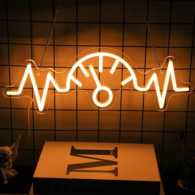 Car Dashboard Neon Sign Garage LED Neon Lights for Man Cave Game Room Decor | Automobile Speedometer Design, Auto Repair Shop Decor, Orange LED Wall Sign, Acrylic Wall Art, Neon Lights Signs for Garage