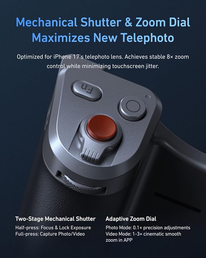 【for iPhone 17 Pro Max Only】 TELESIN Master Grip Kit, Magnetic Phone Camera Grip with C03 Selfie Light+ UV Filters, Creator Kit Built 3200mAh Battery Wireless Charging - Cooling Graphene Case