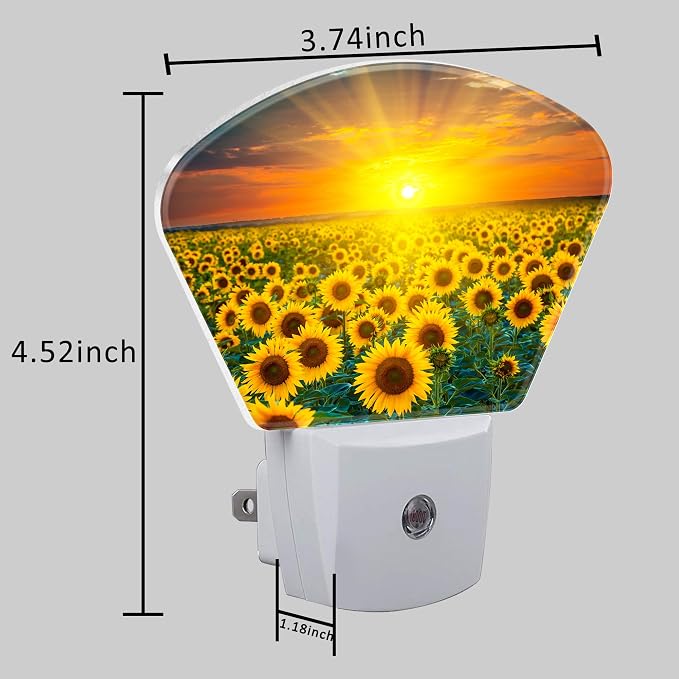 Sunflowers and Sunrise Night Light Plug into Wall, Sunflower Fields Night Light with Dusk to Dawn Sensor for Kid Girls Boys Women Men Room, Hallway, Kitchen, Bathroom, Stairs Decor
