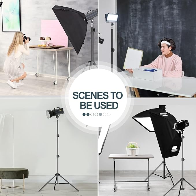 EMART 7 Ft Light Stand for Photography, Portable Photo Video Tripod Stand, 2 Pack Lighting Stand with Carry Case for Speedlight, Flash, Softbox,Strobe Light, Camera, Photographic Portrait