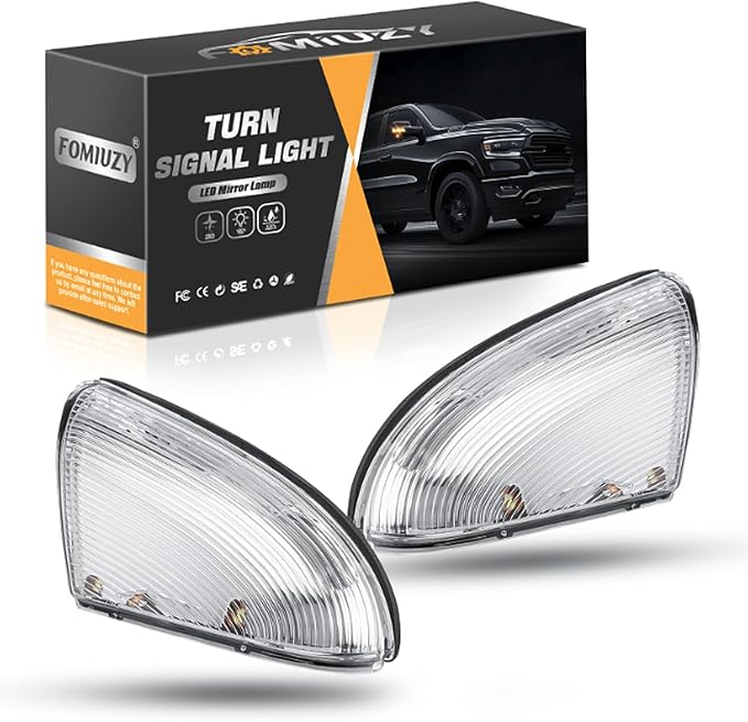 LED Side Mirror Light Turn Signal Bulb Puddle Lamp Lens Cover Fit For Dodge Ram 1500 2009-2018 Ram 2500 2010-2018 Replaces 68064949AA/68064949AA Left Driver Right Passenger side