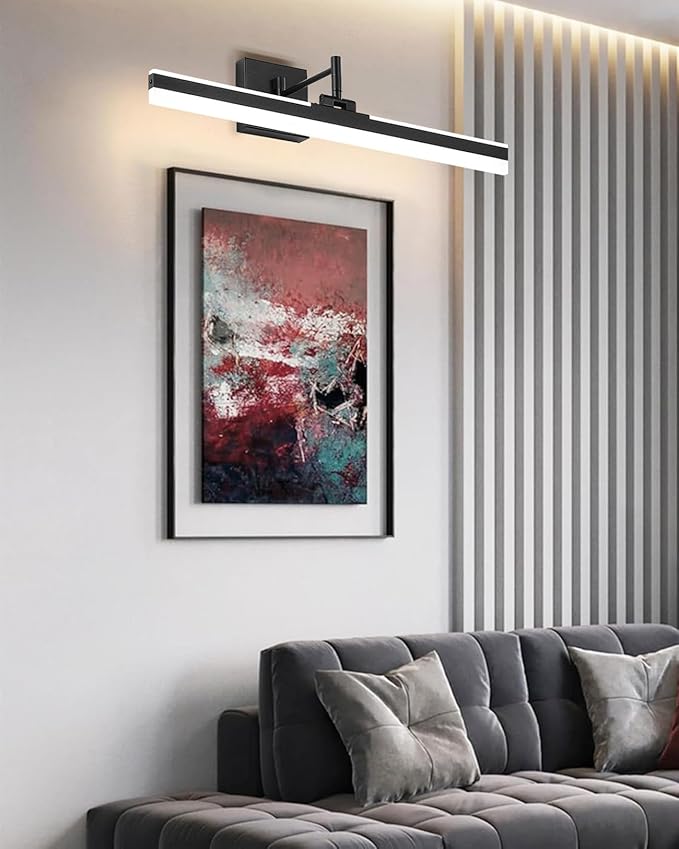 Modern LED Vanity Light Fixture,Metal Black 23.6‘’ 5CCT DimmableAdjustable & Rotatable Bathroom Light Fixture Above Mirror, Wall Sconce