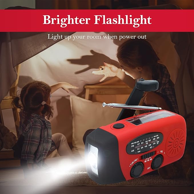 RunningSnail Hand Crank Radio with LED Flashlight, for Power Outage | AM FM NOAA Emergency Weather Radio,2000mAh Phone Charger,Hand Cranked,Solar Panel