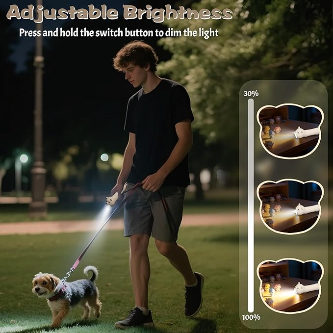 Silicone Polar Bear Flashlight, Dimmable Rechargeable Hanging Night Light for Camping, Night Walks and Home Use, Animal Themed Themed Portable Torch