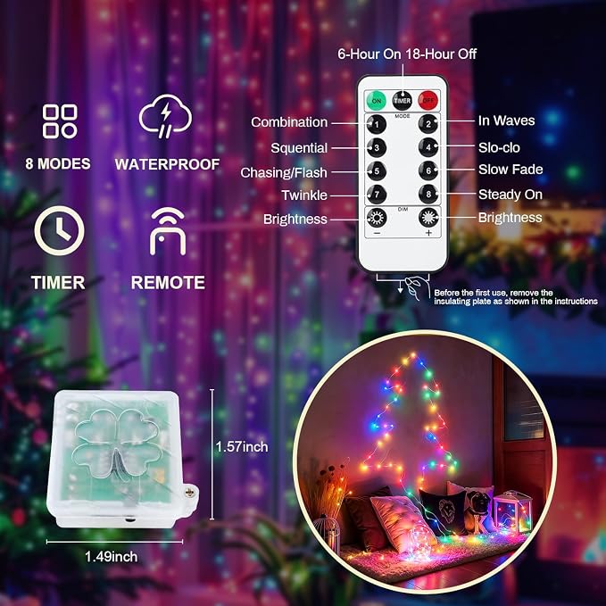 6 Pack Fairy Lights Battery Operated with Remote Timer 8 Lighting Modes,7ft 20 LED Waterproof Mini String Lights for Halloween Christmas Table Centerpieces Bedroom Decorations,6 Colors