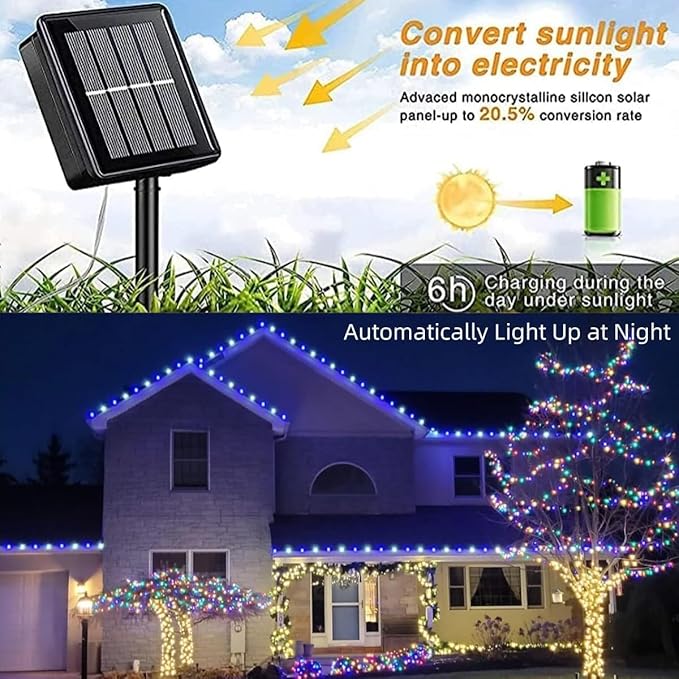 QITONG 2 Pack Blue and White Solar Rope Lights, Each 33ft 100 LED Solar String Lights Outdoor Waterproof, 8 Modes Clear Tube Fairy Lights for Garden Pool Patio Porch Tree Party
