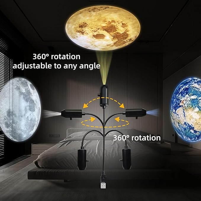 Galaxy Star Projector Night Light with USB, 9 Planet Modes Nebula Lamp, Flexible Gooseneck Design for Room Ceiling, Space Theme Ambient Lighting