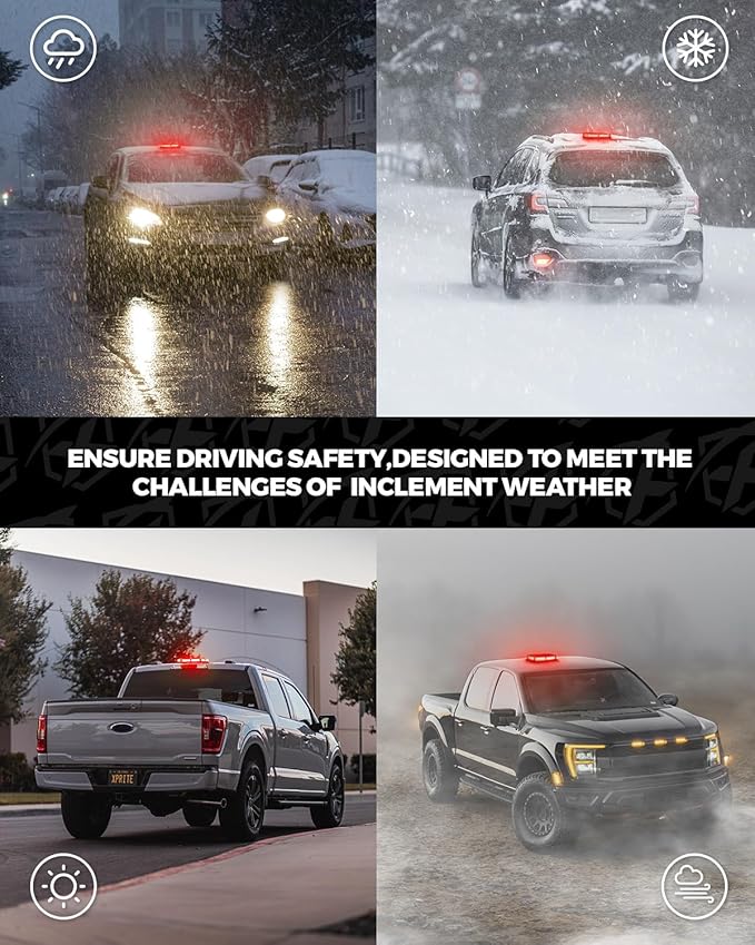 Xprite 108 LED Roof Top Strobe Light, US Flag Pattern Firefighter Flashing Light, Emergency Safety Warning LED Mini Strobe Lightbar w/Magnetic Base for Fire Trucks EMS Ambulances Police Vehicle, Red