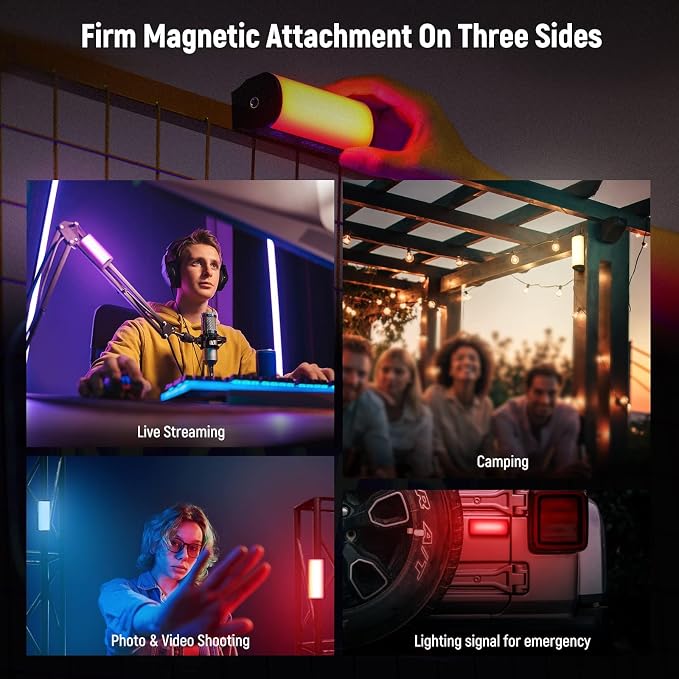 NEEWER Basic 2 Pack Magnetic Handheld Light Wand, 360° Full RGB Mini LED Video Light Stick with 2500mAh Battery,2500-8500K Dimmable Camera Tube Light for Photography TikTok YouTube Vlog,TL96RGB