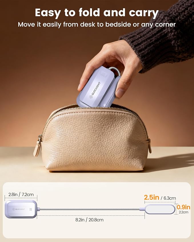 Glocusent 20 LED Reading Lights for Books in Bed, Eye Caring Reading Light | 5 Colors & 5 Brightness 3–100LM Dimmable, 1200mAh Rechargeable Book Light to 90H, Lightweight Clip on Light for Book Lovers