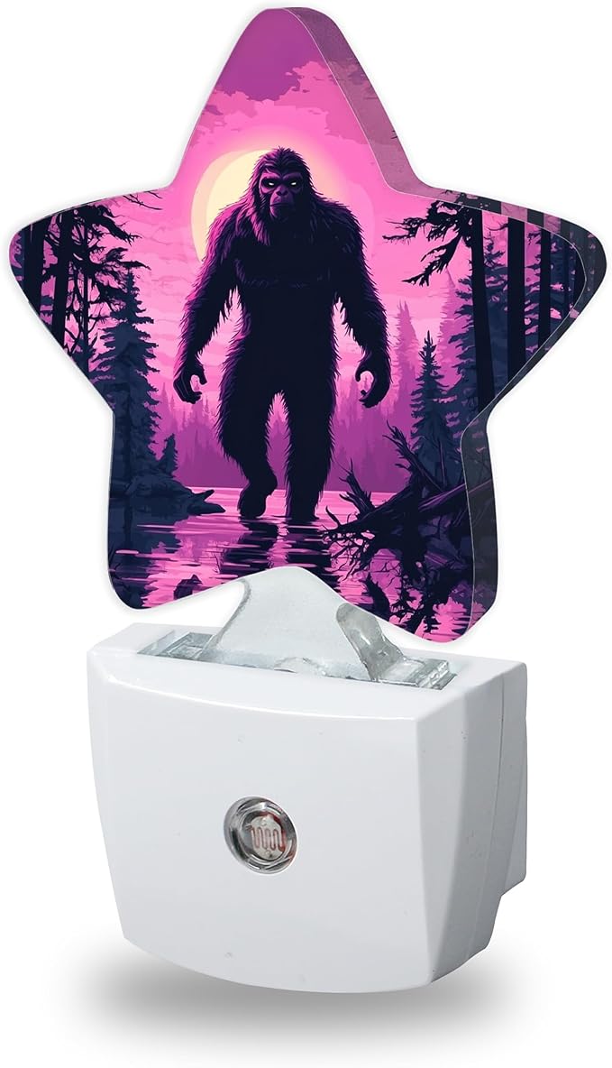 Bigfoot Night Light for Kids,Purple Forest Night Lights Plug Into Wall, Lightweight Dusk to Dawn Light Sensor Warm Nightlights for Girls Boys Bedroom Nursery Basement