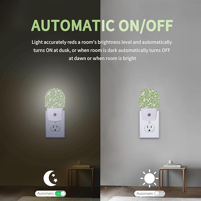 Cartoon Frogs Night Light, Cute Night Light Plug into Wall with Dusk to Dawn Sensor, LED Lamp Energy Saving Lights for Men Women Boys Girls,Lamp for Bedroom Bathroom Hallway