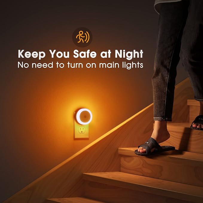 Amber Night Light Orange, LED Night Lights for Kids 4 Pack | Plug in Night Light, Hallway Lights, Wall Light, Nightlight for Adult, 0.6W 60LM