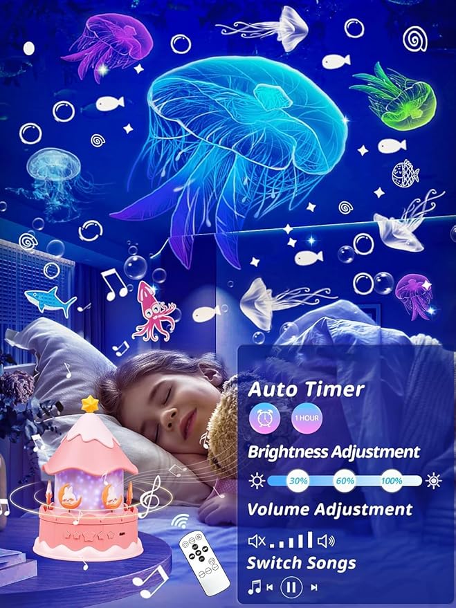 21 Sets of Films, Projector Night Light for Kids Bedroom, Ceiling, 13 Soothing Sound, Baby Star Galaxy Projector, Remote Night Lights for Girls Kids with Music Timer 360°Rotation, Nursery, Room Decor