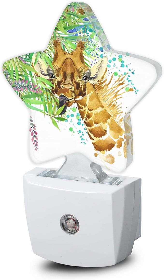 Abstract Giraffe Night Lights Plug into Wall with Dusk to Dawn Sensor,Lamp for Bedroom Bathroom Hallway Nightlight for Women Girls