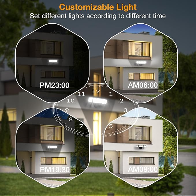 Onforu 120W Smart Flood Light Outdoor, 12000LM LED Security Light APP Control, WiFi Alexa Flood Lights Outside Floodlight with 5 Adjustable Heads, 2700K-6500K Exterior Light Fixture for Yard