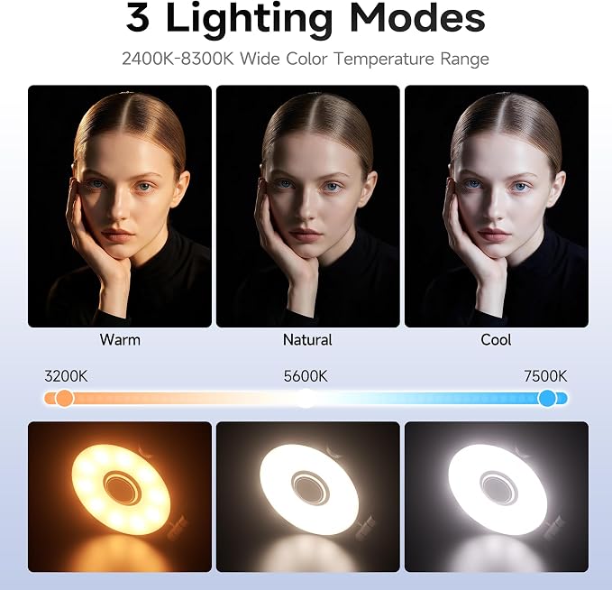7RYMS 7Rig G1 Camera Grip & 7Lite L1 Selfie Light Creator Kit | Compatible with iPhone and Android. Perfect for Photography, Vlogging, Zoom Meeting, Selfies and Video Creation (White)