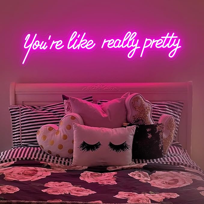 30IN Large You're Like Really Pretty Neon Sign, Dimmable Pink Handmade Led Neon Light for Salons, USB Power Bathroom Bedroom Girls Makeup Room Bachelorette Party Home Birthday Gift