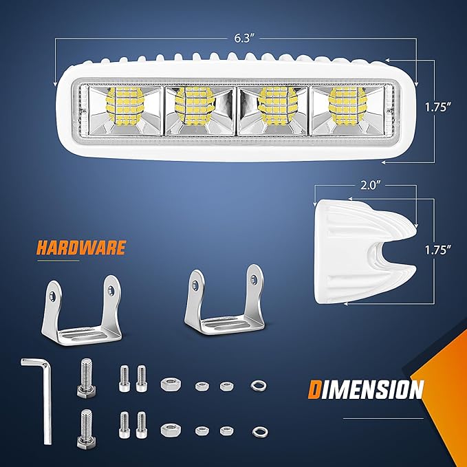 Nilight Marine LED Pods Navigation Lights 2PCS 72W White Flood Beam Ponton Boat Deck Dock Lighting for Night Fishing T-top Stern Yacht Kayak Port Sailboat Trucks Tractors