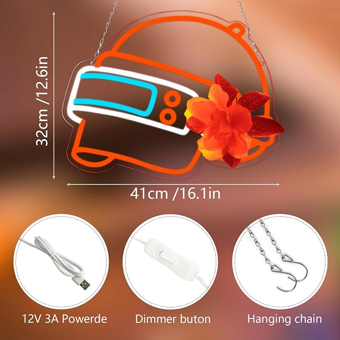 WonderfulLife Helmet Game Neon Sign for Game Zone Decor, Led Lights for Man Cave Play Room Internet Bar or Bedroom Decoration.5V USB Powered,Easy Hanging.