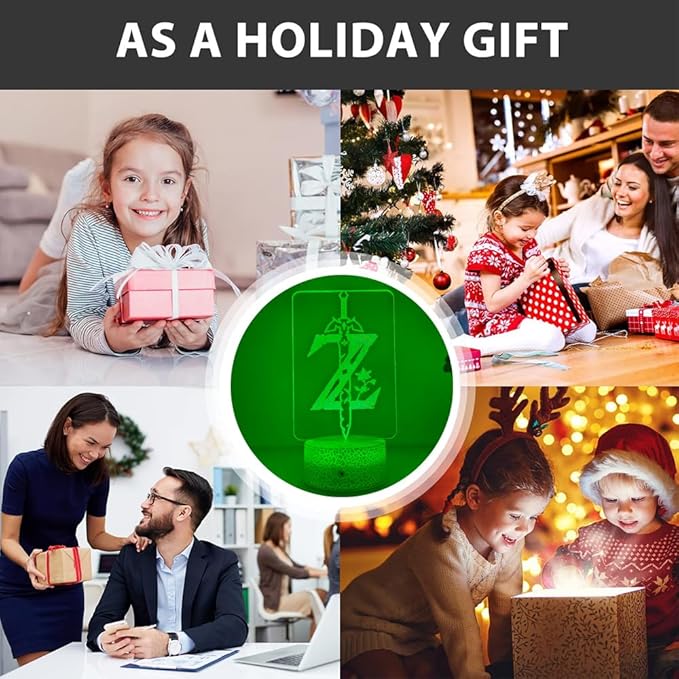 3D Night Light, 16 Color Changing Cartoon USB Desk Lamp, Crest of Hyrule Illusion Lighting with Remote Control for Home Decor Gift for Kids. (1)