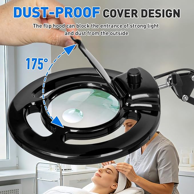 12X 30X Magnifying Glass with Light, KIRKAS 2,200 Lumens LED Magnifier Lamp | with Clamp, Stepless Dimmable Real Glass Lens, Adjustable Arm Workbench Light for Close Work Hobby Repair Craft - Black