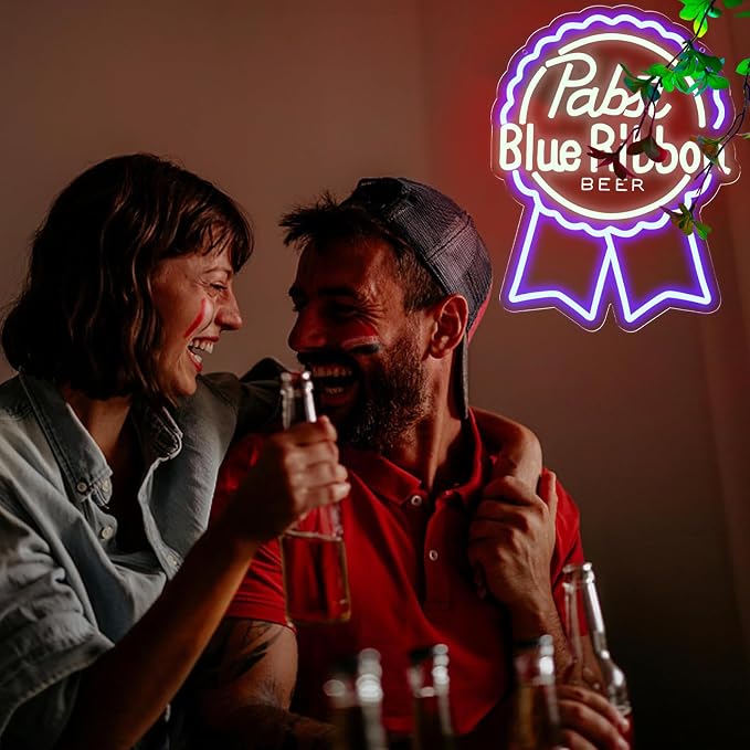 AHlove Pabst Beer Neon Sign for Wall Decor，LED Neon Lights for Bar Pub 、Man Cave，Birthday、Christmas Gifts for Man
