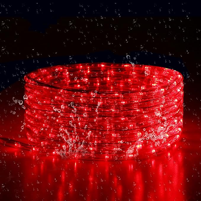 Red LED Rope Light, 20Ft LED Strip Lights Outdoor Waterproof Decorative Lighting for Indoor/Outdoor Decorations, Deck, Patio, Party and Bedroom Decorations