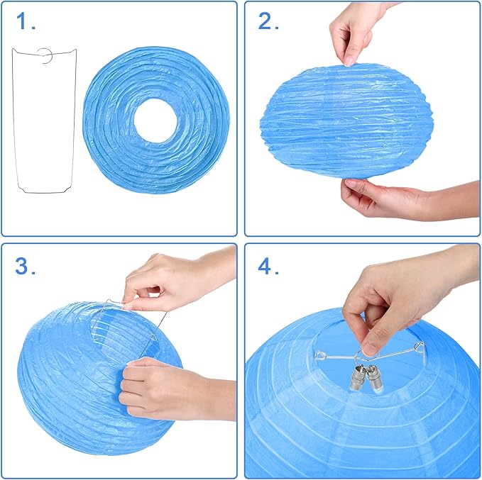 LIHAO 20PCS Colorful Paper Lanterns with Lights, Multicolor Chinese Lanterns Hanging Paper Lanterns for Party Decorations Wedding Birthday Classroom DIY Crafts(Size of 6'' 8'' 10'' 12'')