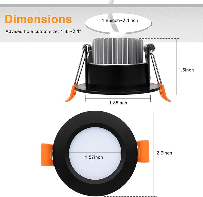 2 Inch LED Recessed Lighting 24 Pack, Dimmable LED Downlight 3W (35W Halogen Equivalent), 3000K Warm White, CRI80+ Recessed Lights, Canless LED Recessed Lighting with Driver for Ceiling