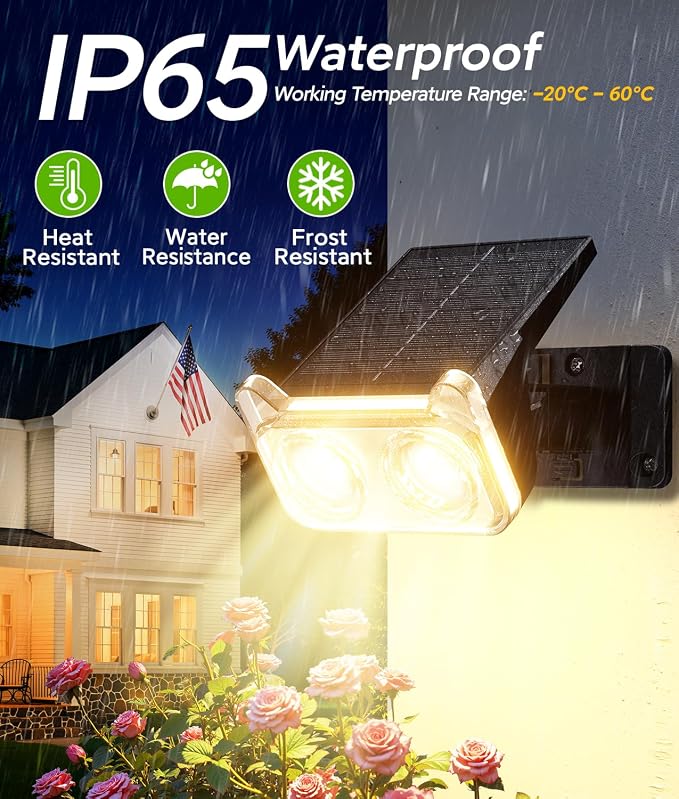 LETMY Solar Lights Outdoor Waterproof IP65, 4 Pack Solar Spot Lights Outdoor with 14 Big LEDs, 2-in-1 Wall Lights & 2 Modes Solar Landscape Spotlights for Pathway Yard Decor Garden Gifts (Warm White)