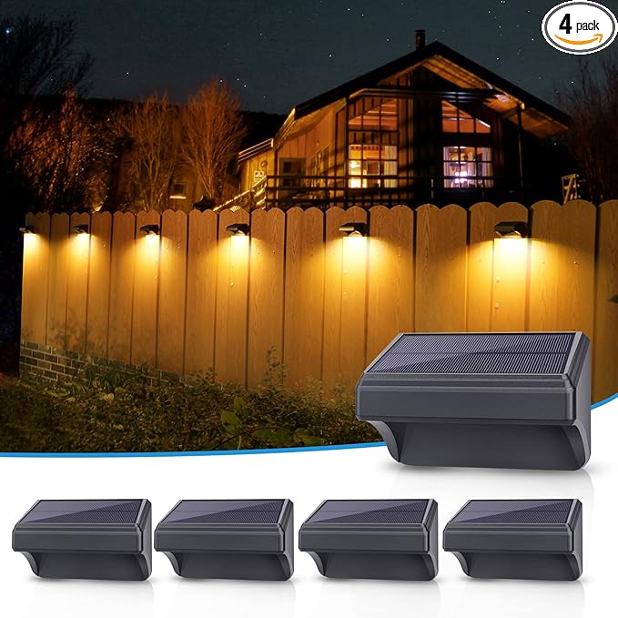 Aulanto Solar Led Deck Lights, Warm White & RGB Modes, Outdoor Waterproof for Backyard, Pool, Patio, Fence Post/Line (4Pack & 4Modes)