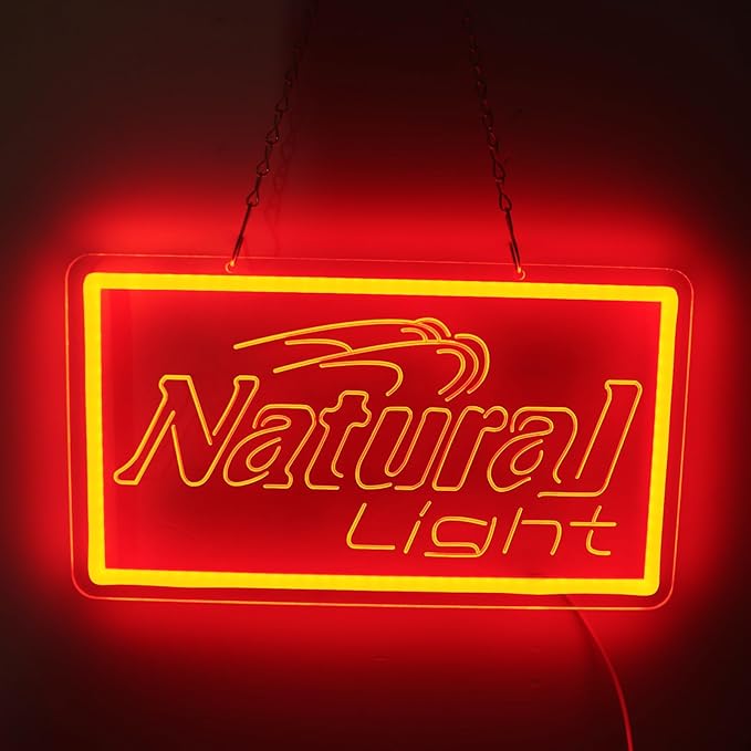 Natural Neon Beer Signs for Wall Decor, Dimmable Neon Light for Business, USB Power LED Neon Sign for Home Bar Man Cave Garage, LED Neon Sign Wall Art Neon Light for Beer Pub