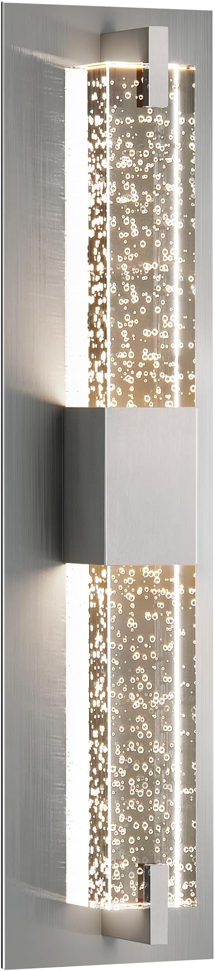 WOSHITU LED Wall Sconce Light: 19 Inch Nickel Modern Sconces Wall Lighting 3000K Dimmable Crystal Wall Lamps Indoor Bathroom Sconce Wall Mount Light Fixtures for Living Room/Bedroom/Hallway