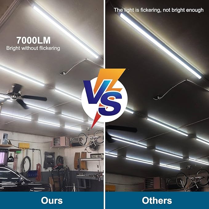 Led Shop Lights 4FT 50W 6500K 7000LM Clear White,Shop Light 4FT 110V Linkable Integrated V-Shape for Shop Garage,Warehouse,Workbench and Workshop Commercial Bay Lighting(10-Pack)