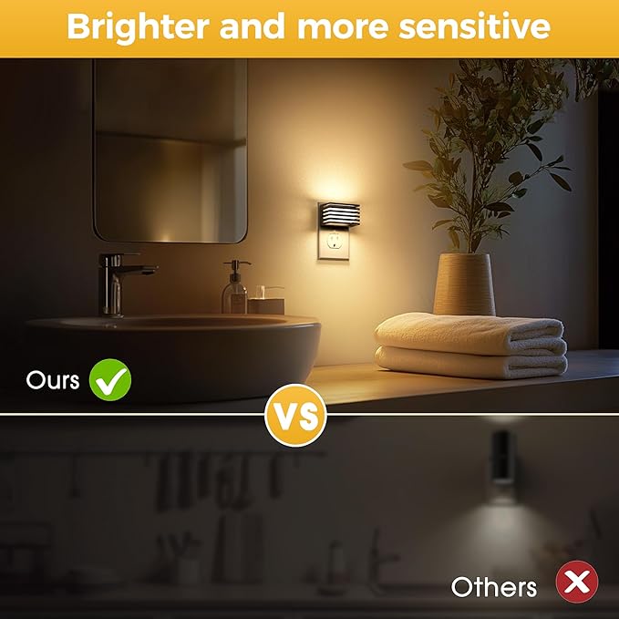 L LOHAS LED Night Lights Plug into Wall, [4 Pack] Modern Night Light with Dusk to Dawn Sensor, Dimmable Plug in Night Light, Adjustable Brightness, 3000K Soft White for Bedroom Bathroom Hallway