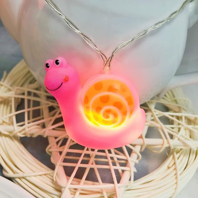 Cute Animal Snail Night Lights Snails String Lights 5.4FT 10 LED Battery Operated Bedroom Fairy Lights for Children Bedroom Home Holiday Decortion (Snails, 1.65m/10LED)