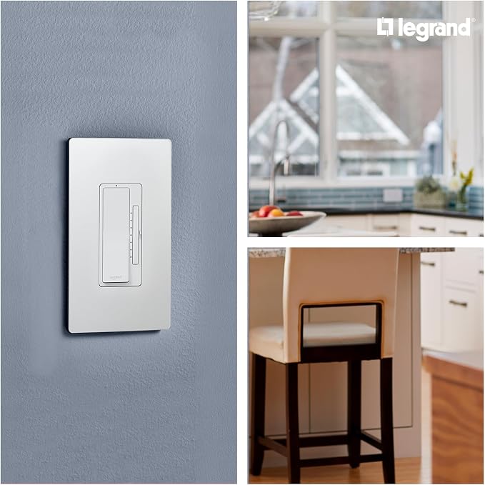 Legrand Radiant Wi-Fi Matter Smart Dimmer Light Switch, White 1 Pack | Effortless Setup, Compatible with Alexa, SmartThings, HomeKit and Google, Matter Smart Hub Required, Set Scenes, Save Energy