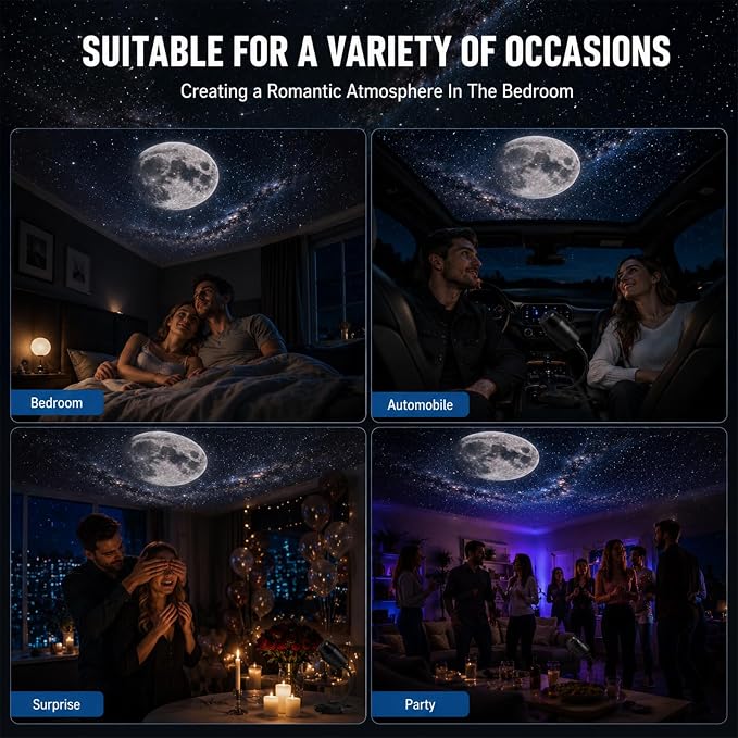 USB Galaxy Projector Night Light, Galaxy Starry Sky Night Light Projector,360°Rotation Night Light Star Projector with Romantic Atmosphere, Portable Mini Star Roof Lights for Car Bedroom Decor (1PCS)