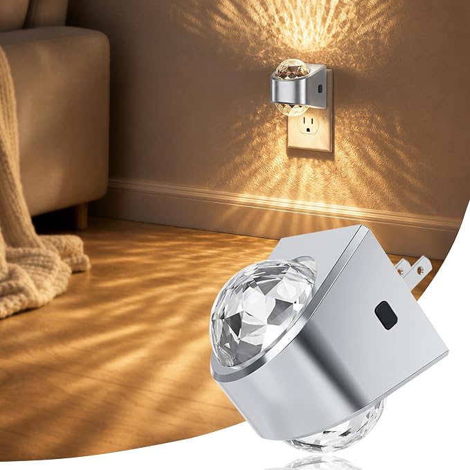 JandCase Night Lights Plug into Wall, Star Projector Night Light | 3000K Soft White, Automatic Galaxy Nightlight Plug in with Light Sensor for Bathroom Hallway Room Decor