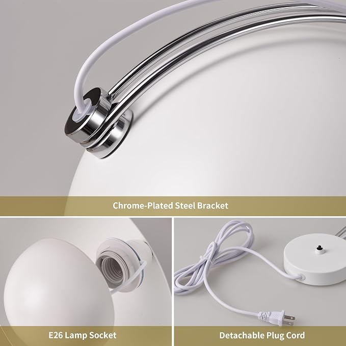 Mid-Century Modern Bud Plug in Wall Sconces for Bedroom, Matte White | Indirect lighting reading wall lamp, all-metal construction, plug-in or hardwired install, fits bedroom bedside, living room