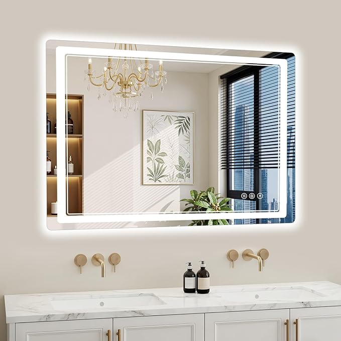 30"x40" LED Bathroom Mirror with Lights, Backlit + Front Lit, Anti-Fog, Lighted Bathroom Mirror for Wall, HD Shatterproof Tempered Glass, Dimmable, Memory Function (Horizontal/Vertical)