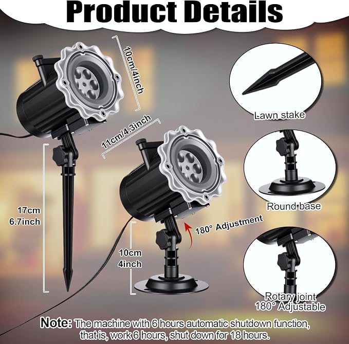 Independence Day Projector Light Outdoor, Decorative Patriotic Dynamic LED Projector Light with 12 Holiday Film Slides Waterproof Landscape Rotation Lighting Projection Lamp