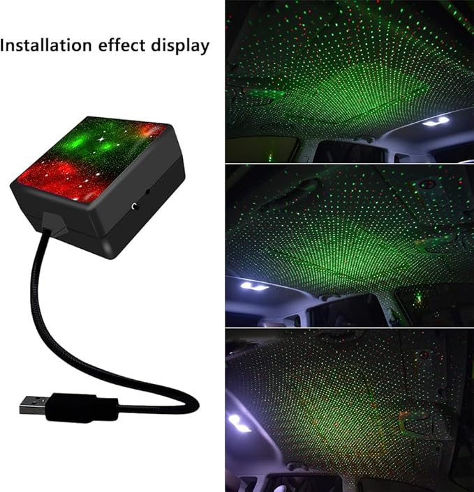 USB Star Projector Night Light Car Roof Light Adjustable Interior Car Light Portable Car LED Light 2 Colors Plug and Play Auto Ceiling Interior Light Star Light for Cars Bedroom Roof Party Home Decor