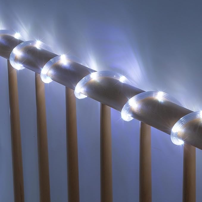 Ripple Tube LED Rope Lights with Remote Control - 8 Modes, 360° Glow,Waterproof for Outdoor/Indoor,Garden,Wedding,Pool,Patio,Christmas Decor (White, 33ft)